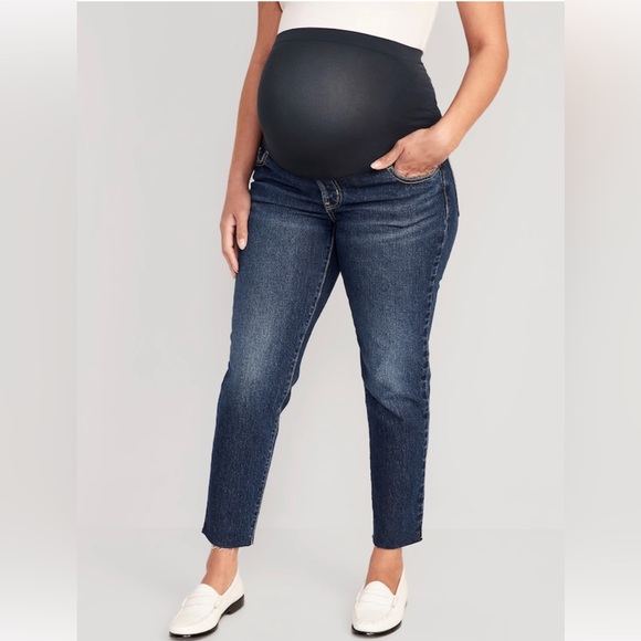 NWT OLD NAVY Maternity Full Panel OG Straight Jeans - Size 0 - Picture 1 of 10